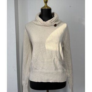 Jeanne Pierre Womens Cable Knit Turtleneck Sweater Size L Cream/Tan Color